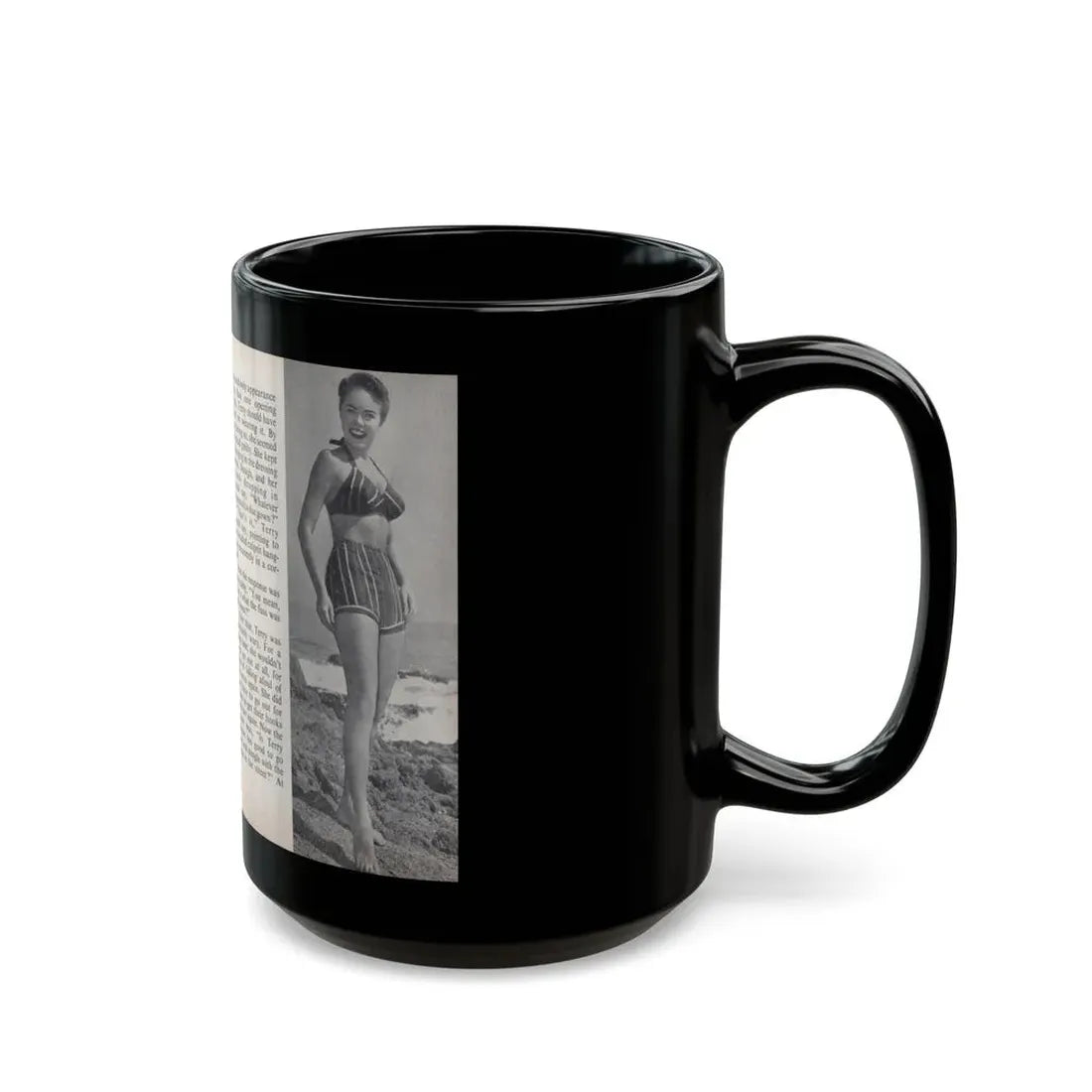 Terry Moore #457 - 66 PHOTOGRAPHS OF Terry MOORE U.K. Pocket Mag. Pages 44 & 45 (Vintage Female Icon) Black Coffee Mug - Go Mug Yourself