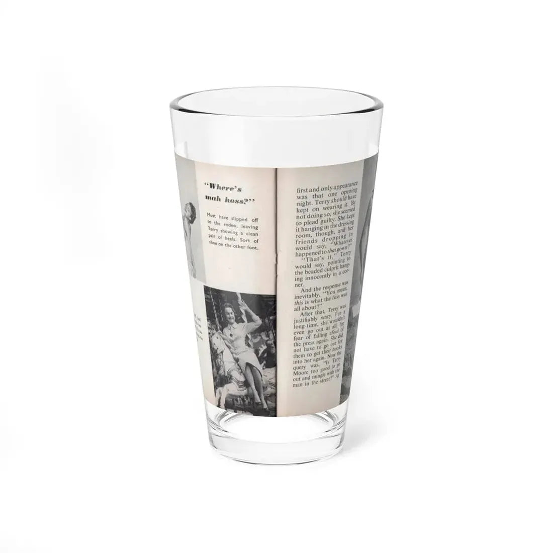 Terry Moore #457 - 66 PHOTOGRAPHS OF Terry MOORE U.K. Pocket Mag. Pages 44 & 45 (Vintage Female Icon) Pint Glass 16oz 16oz - Go Mug Yourself