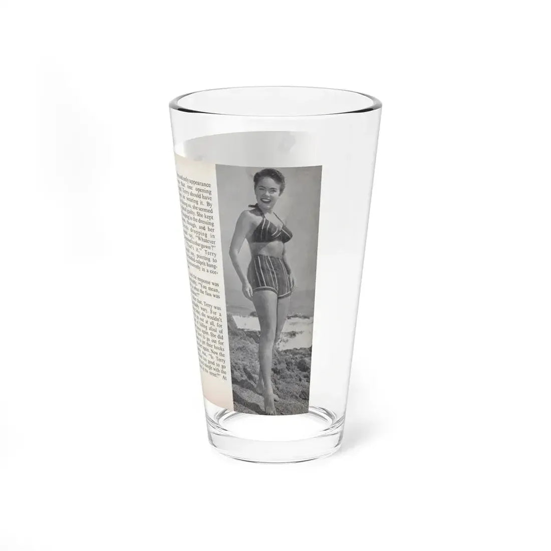 Terry Moore #457 - 66 PHOTOGRAPHS OF Terry MOORE U.K. Pocket Mag. Pages 44 & 45 (Vintage Female Icon) Pint Glass 16oz - Go Mug Yourself