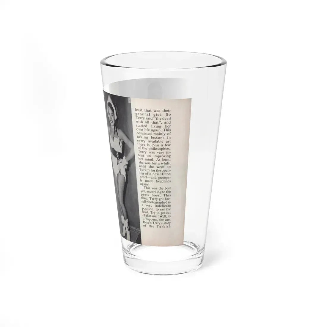 Terry Moore #458 - 66 PHOTOGRAPHS OF Terry MOORE U.K. Pocket Mag. Pages 46 & 47 (Vintage Female Icon) Pint Glass 16oz - Go Mug Yourself