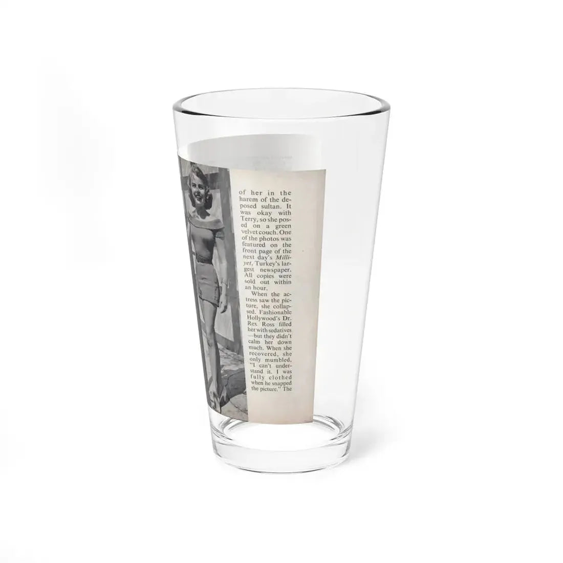 Terry Moore #459 - 66 PHOTOGRAPHS OF Terry MOORE U.K. Pocket Mag. Pages 48 & 49 (Vintage Female Icon) Pint Glass 16oz - Go Mug Yourself