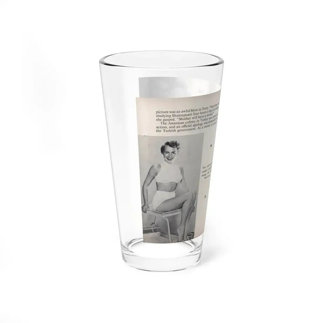 Terry Moore #460 - 66 PHOTOGRAPHS OF Terry MOORE U.K. Pocket Mag. Pages 50 & 51 (Vintage Female Icon) Pint Glass 16oz - Go Mug Yourself