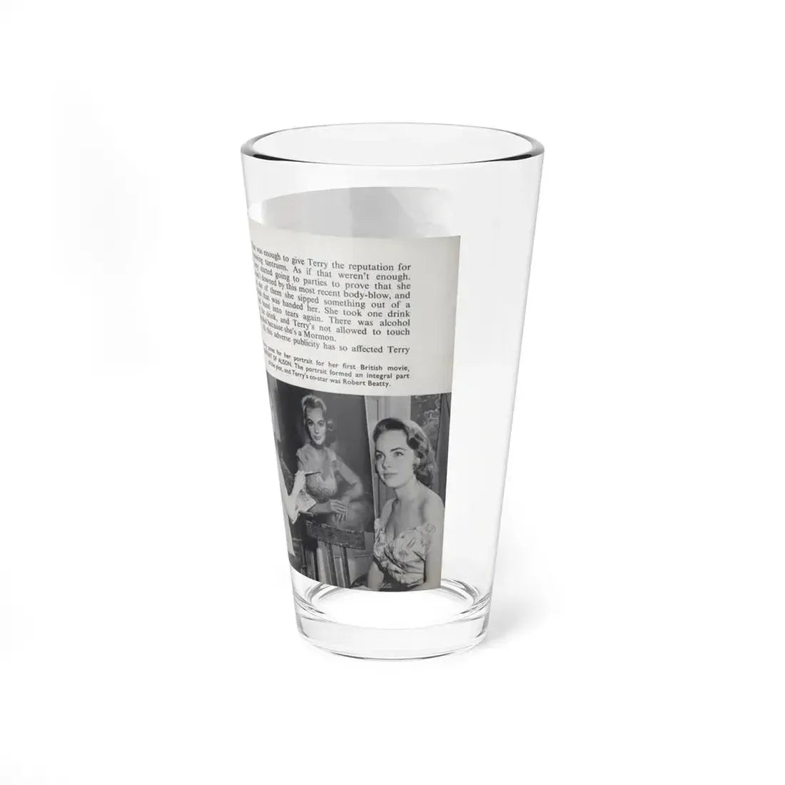 Terry Moore #462 - 66 PHOTOGRAPHS OF Terry MOORE U.K. Pocket Mag. Pages 54 & 55 (Vintage Female Icon) Pint Glass 16oz - Go Mug Yourself