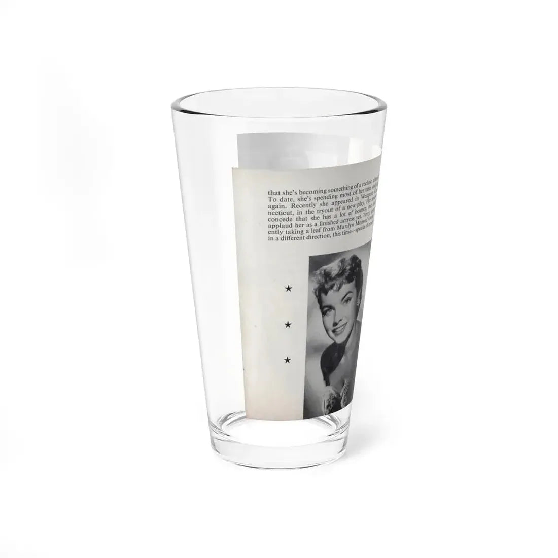 Terry Moore #464 - 66 PHOTOGRAPHS OF Terry MOORE U.K. Pocket Mag. Pages 58 & 59 (Vintage Female Icon) Pint Glass 16oz - Go Mug Yourself