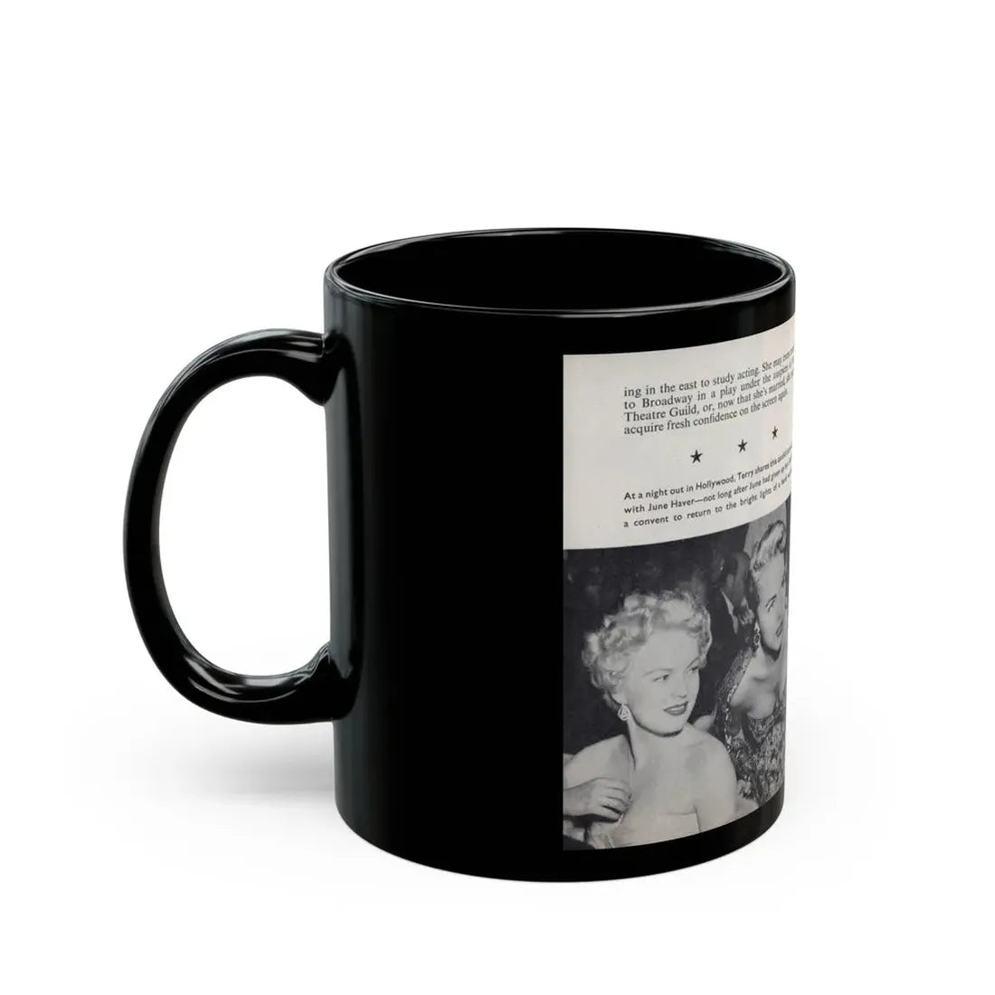 Terry Moore #465 - 66 PHOTOGRAPHS OF Terry MOORE U.K. Pocket Mag. Pages 60 & 61 (Vintage Female Icon) Black Coffee Mug - Go Mug Yourself