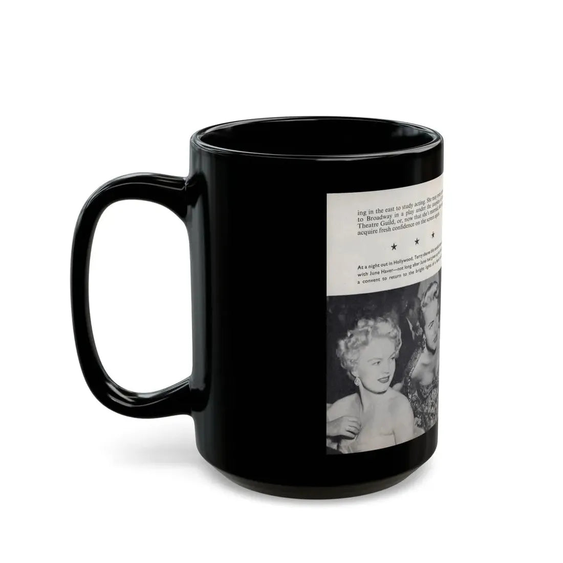 Terry Moore #465 - 66 PHOTOGRAPHS OF Terry MOORE U.K. Pocket Mag. Pages 60 & 61 (Vintage Female Icon) Black Coffee Mug - Go Mug Yourself