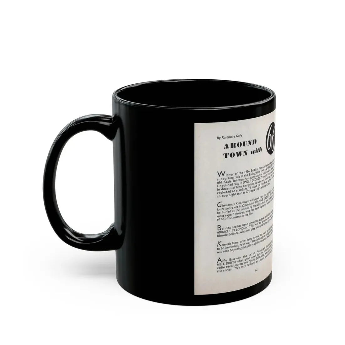 Terry Moore #466 - 66 PHOTOGRAPHS OF Terry MOORE U.K. Pocket Mag. Pages 62 & 63 (Vintage Female Icon) Black Coffee Mug - Go Mug Yourself