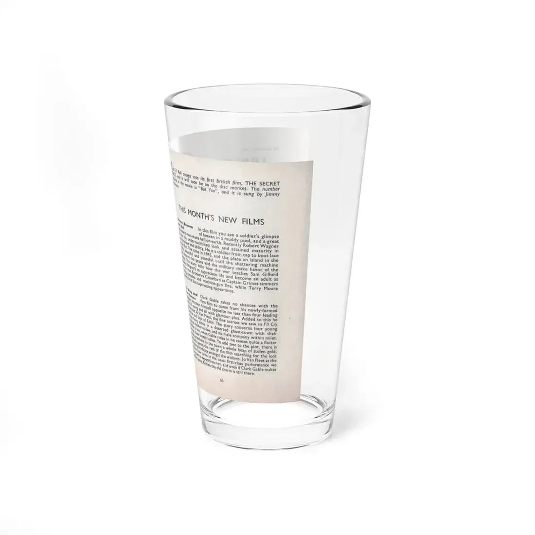 Terry Moore #466 - 66 PHOTOGRAPHS OF Terry MOORE U.K. Pocket Mag. Pages 62 & 63 (Vintage Female Icon) Pint Glass 16oz - Go Mug Yourself
