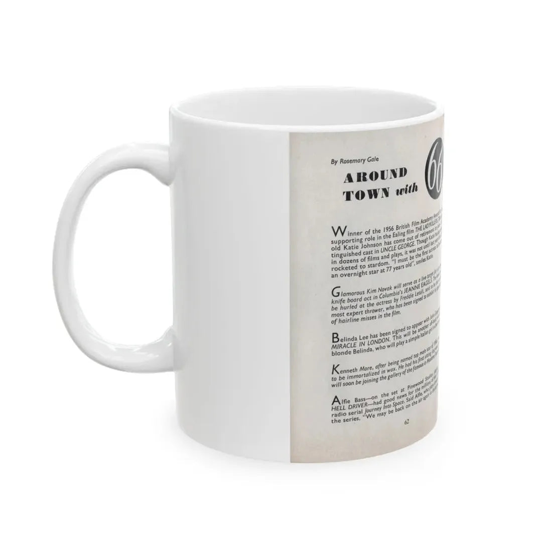 Terry Moore #466 - 66 PHOTOGRAPHS OF Terry MOORE U.K. Pocket Mag. Pages 62 & 63 (Vintage Female Icon) White Coffee Mug - Go Mug Yourself