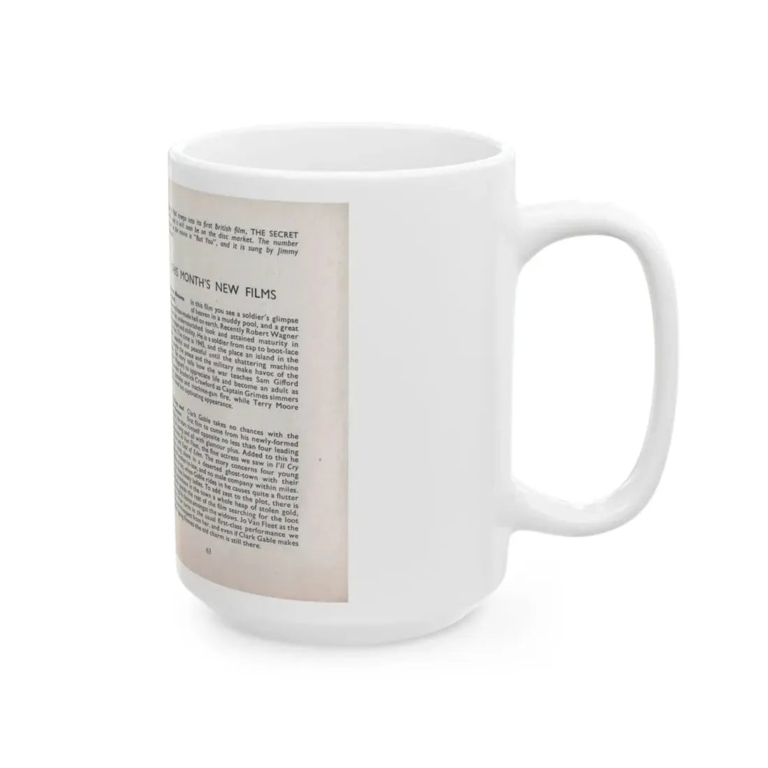 Terry Moore #466 - 66 PHOTOGRAPHS OF Terry MOORE U.K. Pocket Mag. Pages 62 & 63 (Vintage Female Icon) White Coffee Mug - Go Mug Yourself