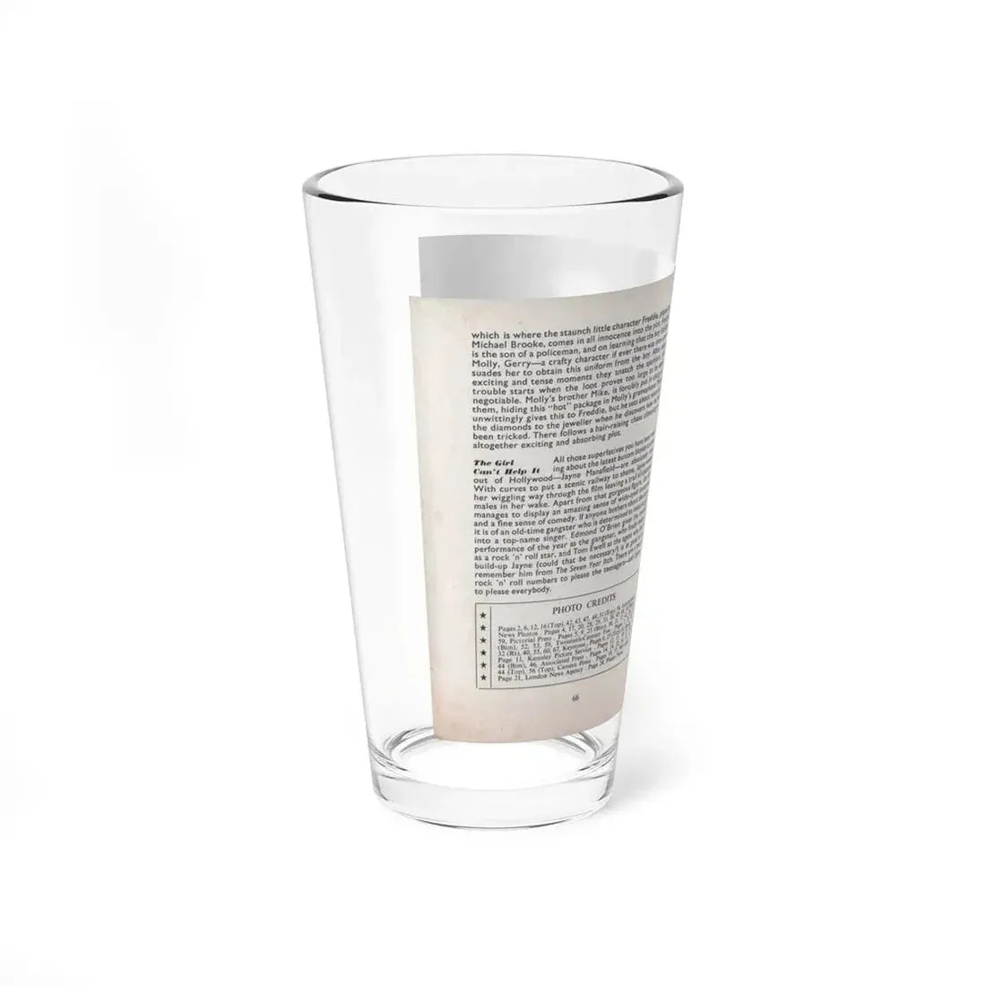 Terry Moore #467 - 66 PHOTOGRAPHS OF Terry MOORE U.K. Pocket Mag. Inside Back Cover Page 66 (Vintage Female Icon) Pint Glass 16oz - Go Mug Yourself