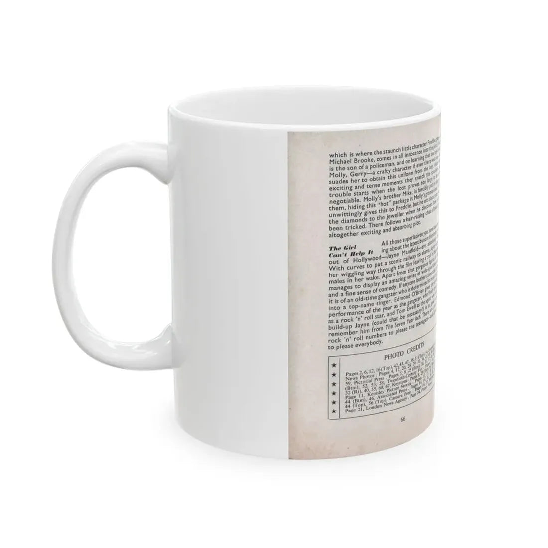 Terry Moore #467 - 66 PHOTOGRAPHS OF Terry MOORE U.K. Pocket Mag. Inside Back Cover Page 66 (Vintage Female Icon) White Coffee Mug - Go Mug Yourself