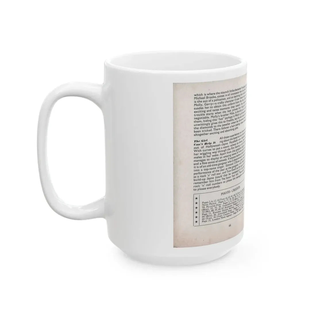 Terry Moore #467 - 66 PHOTOGRAPHS OF Terry MOORE U.K. Pocket Mag. Inside Back Cover Page 66 (Vintage Female Icon) White Coffee Mug - Go Mug Yourself