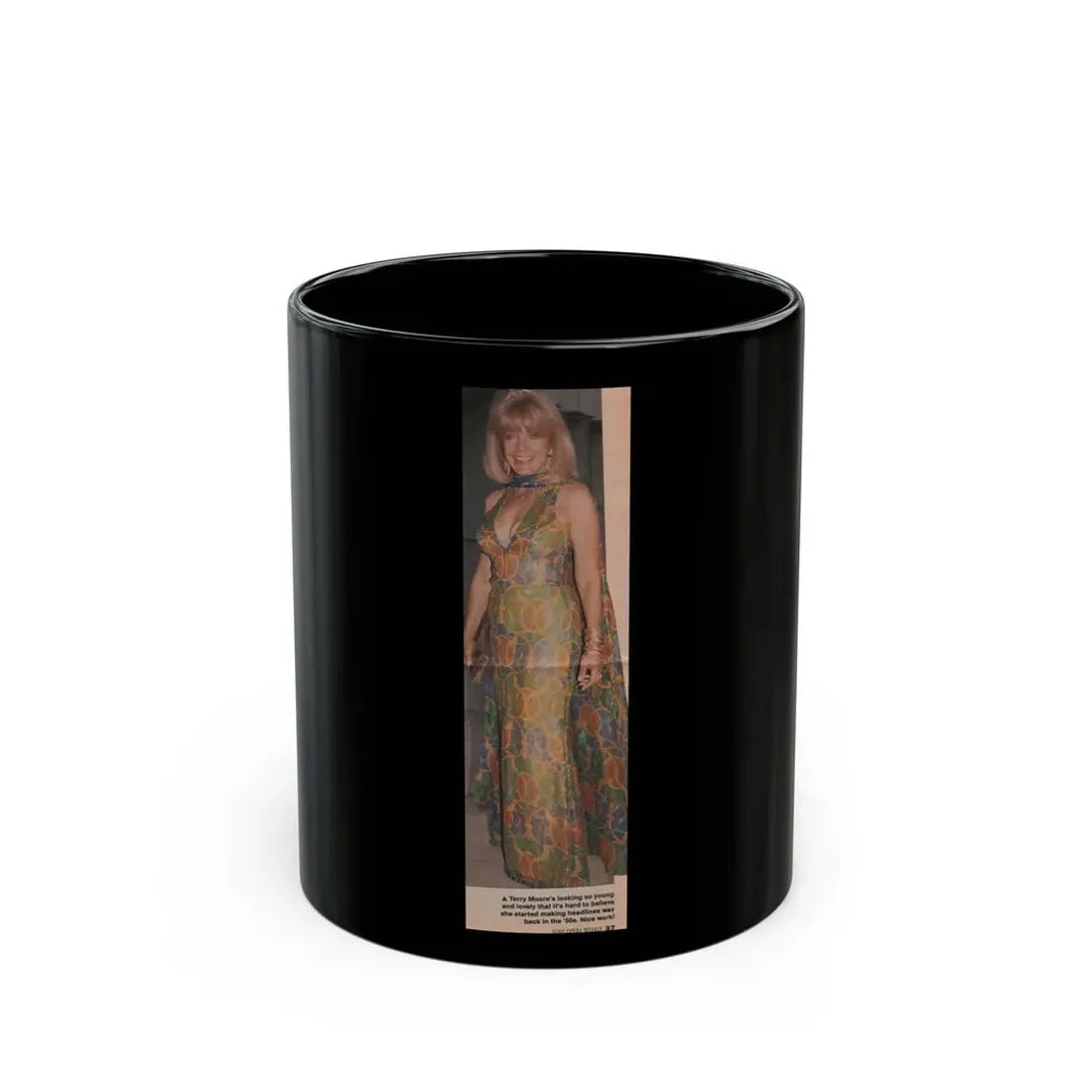 Terry Moore #526 - 3x9.75 Magazine Page Photo Clipping (Vintage Female Icon) Black Coffee Mug 11oz - Go Mug Yourself