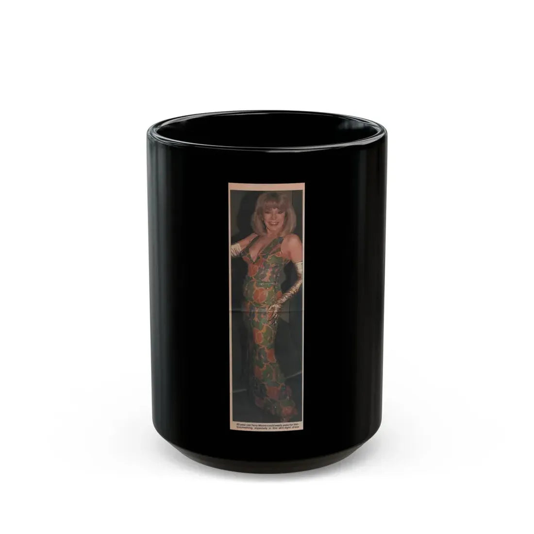 Terry Moore #528 - 3x11 Magazine Page Photo Clipping (Vintage Female Icon) Black Coffee Mug 15oz - Go Mug Yourself