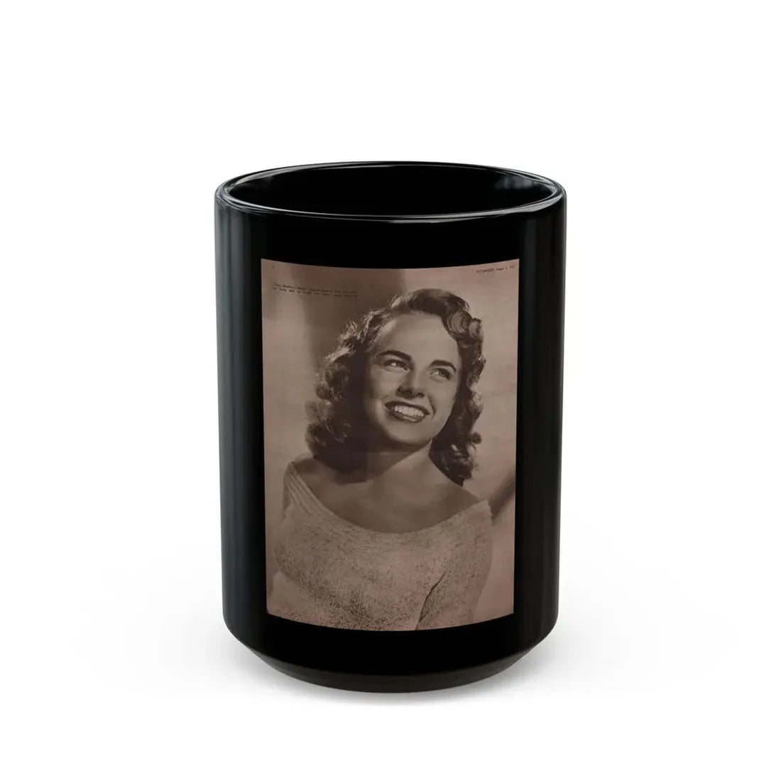 Terry Moore #530 - 8x11.5 Picturegoer Magazine Page Photo from 8-13-49 (Vintage Female Icon) Black Coffee Mug 15oz - Go Mug Yourself