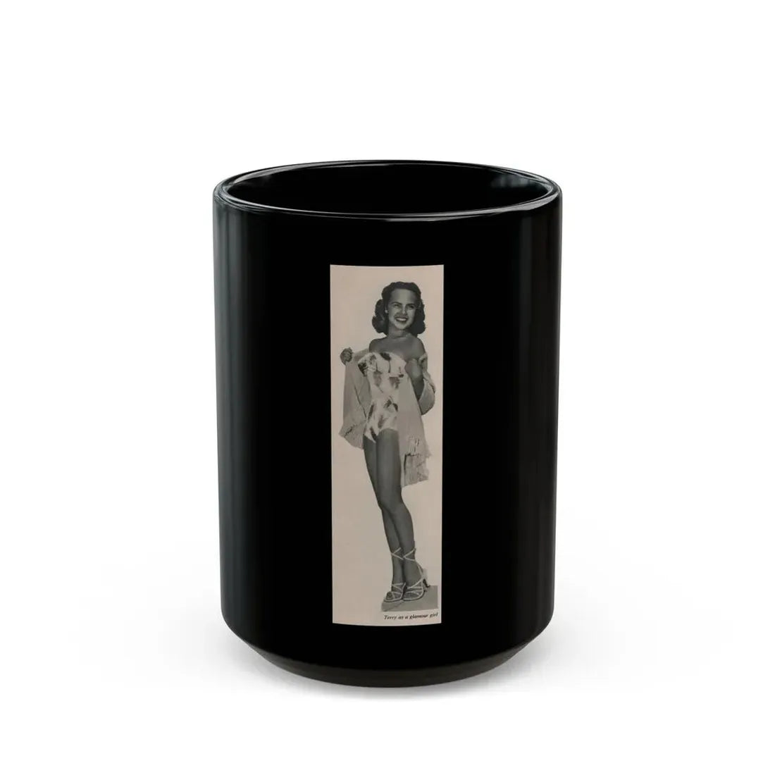 Terry Moore #537 - 63.4x9.5 Magazine Page Photo Clipping (Vintage Female Icon) Black Coffee Mug 15oz - Go Mug Yourself