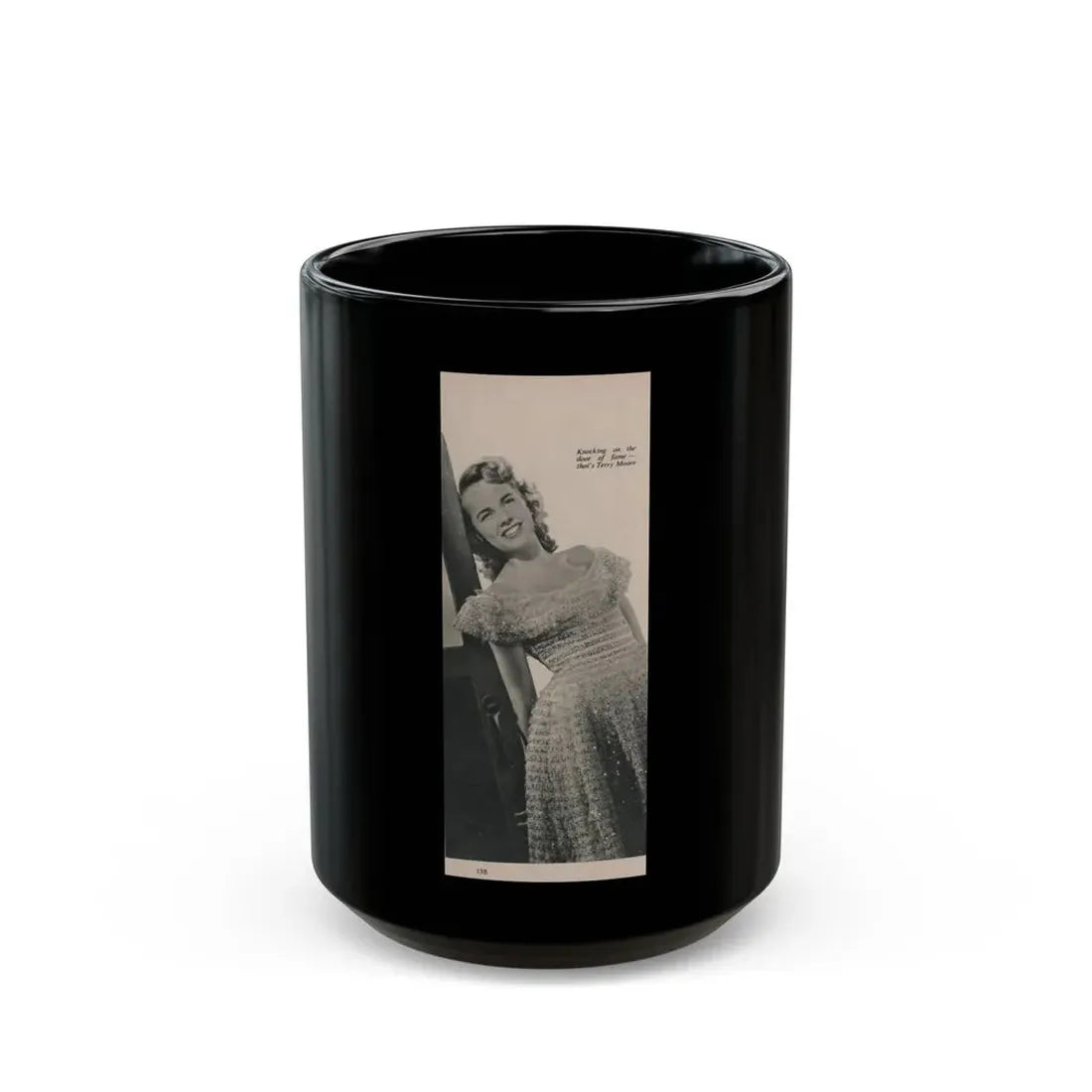 Terry Moore #538 - 63.4x9.5 Magazine Page Photo Clipping (Vintage Female Icon) Black Coffee Mug 15oz - Go Mug Yourself