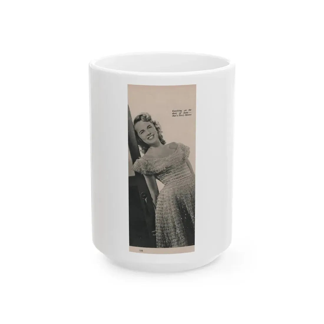 Terry Moore #538 - 63.4x9.5 Magazine Page Photo Clipping (Vintage Female Icon) White Coffee Mug 15oz - Go Mug Yourself