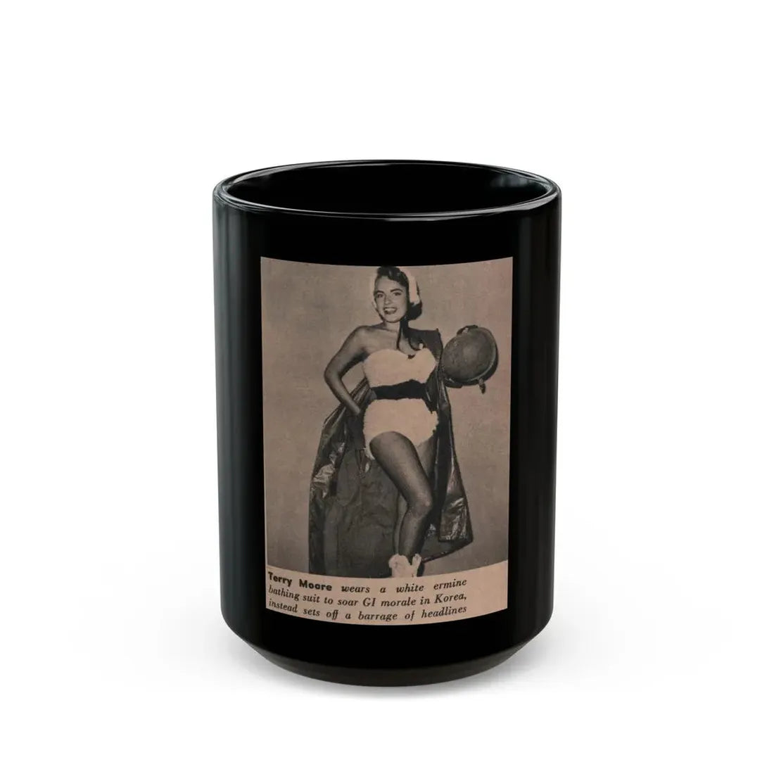 Terry Moore #560 - Magazine Page Photo Clipping (Vintage Female Icon) Black Coffee Mug 15oz - Go Mug Yourself