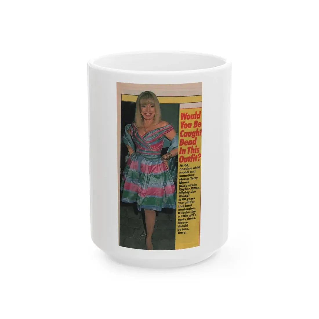 Terry Moore #567 - Magazine Page Photo Clipping Circa 1980's (Vintage Female Icon) White Coffee Mug 15oz - Go Mug Yourself