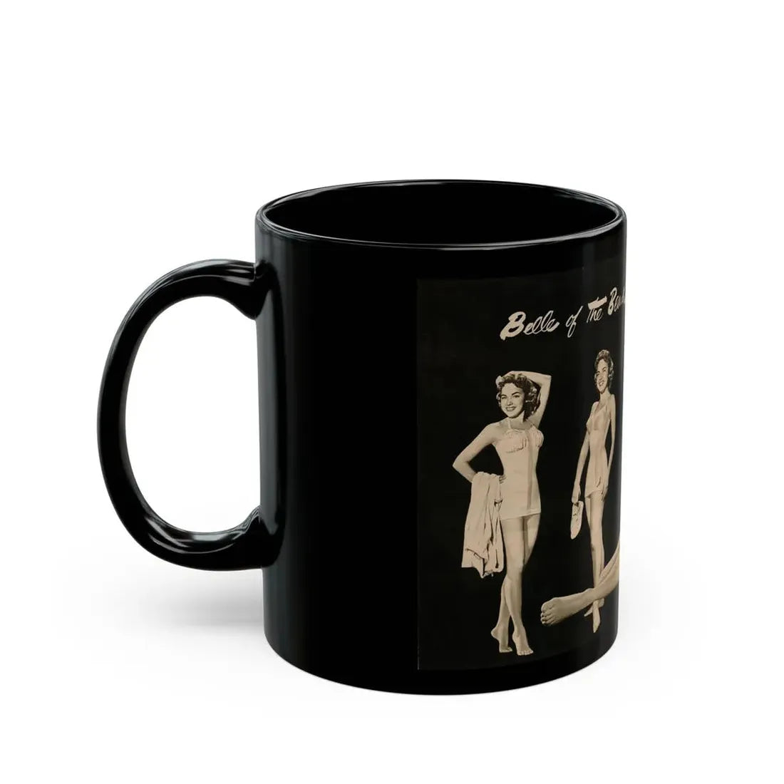 Terry Moore #588 - 10.5x14 Modern Screen '54 Magazine 2 Pages 1 Centerfold B&W Pin-Up plus 2 small ones (Vintage Female Icon) Black Coffee Mug - Go Mug Yourself