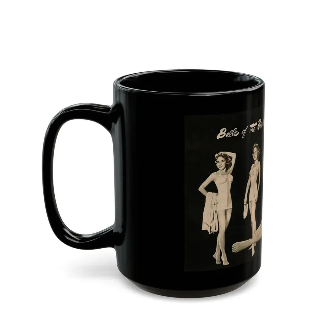 Terry Moore #588 - 10.5x14 Modern Screen '54 Magazine 2 Pages 1 Centerfold B&W Pin-Up plus 2 small ones (Vintage Female Icon) Black Coffee Mug - Go Mug Yourself