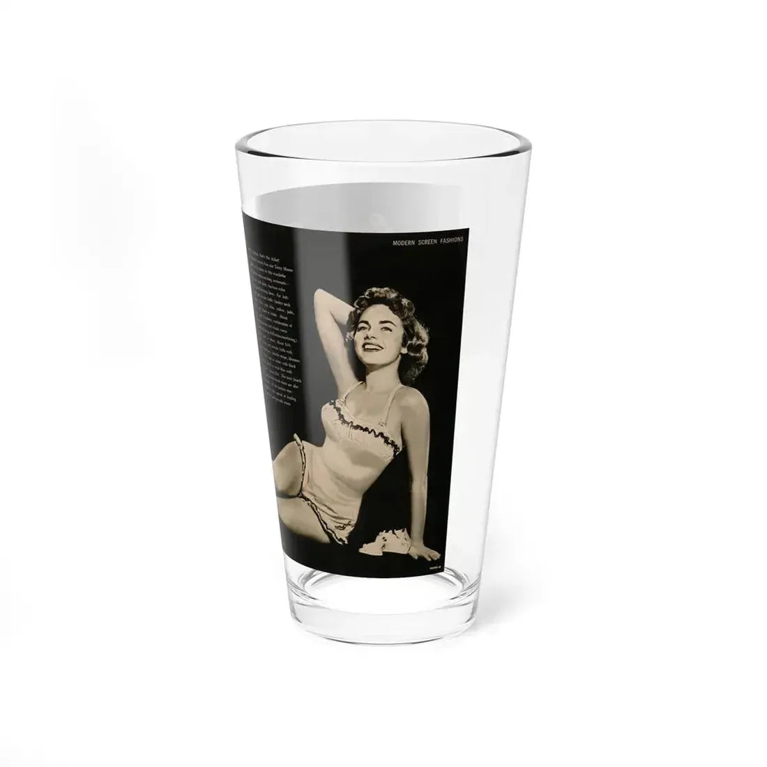 Terry Moore #588 - 10.5x14 Modern Screen '54 Magazine 2 Pages 1 Centerfold B&W Pin-Up plus 2 small ones (Vintage Female Icon) Pint Glass 16oz - Go Mug Yourself