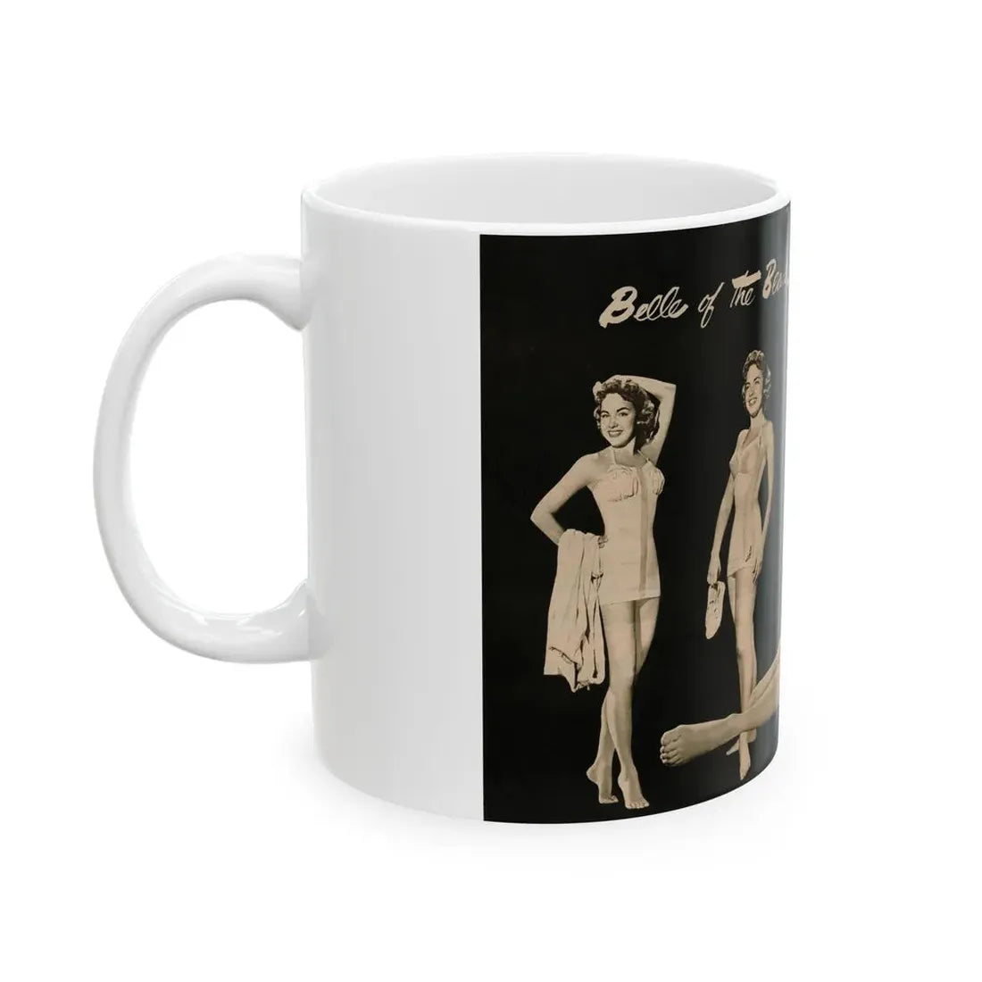 Terry Moore #588 - 10.5x14 Modern Screen '54 Magazine 2 Pages 1 Centerfold B&W Pin-Up plus 2 small ones (Vintage Female Icon) White Coffee Mug - Go Mug Yourself