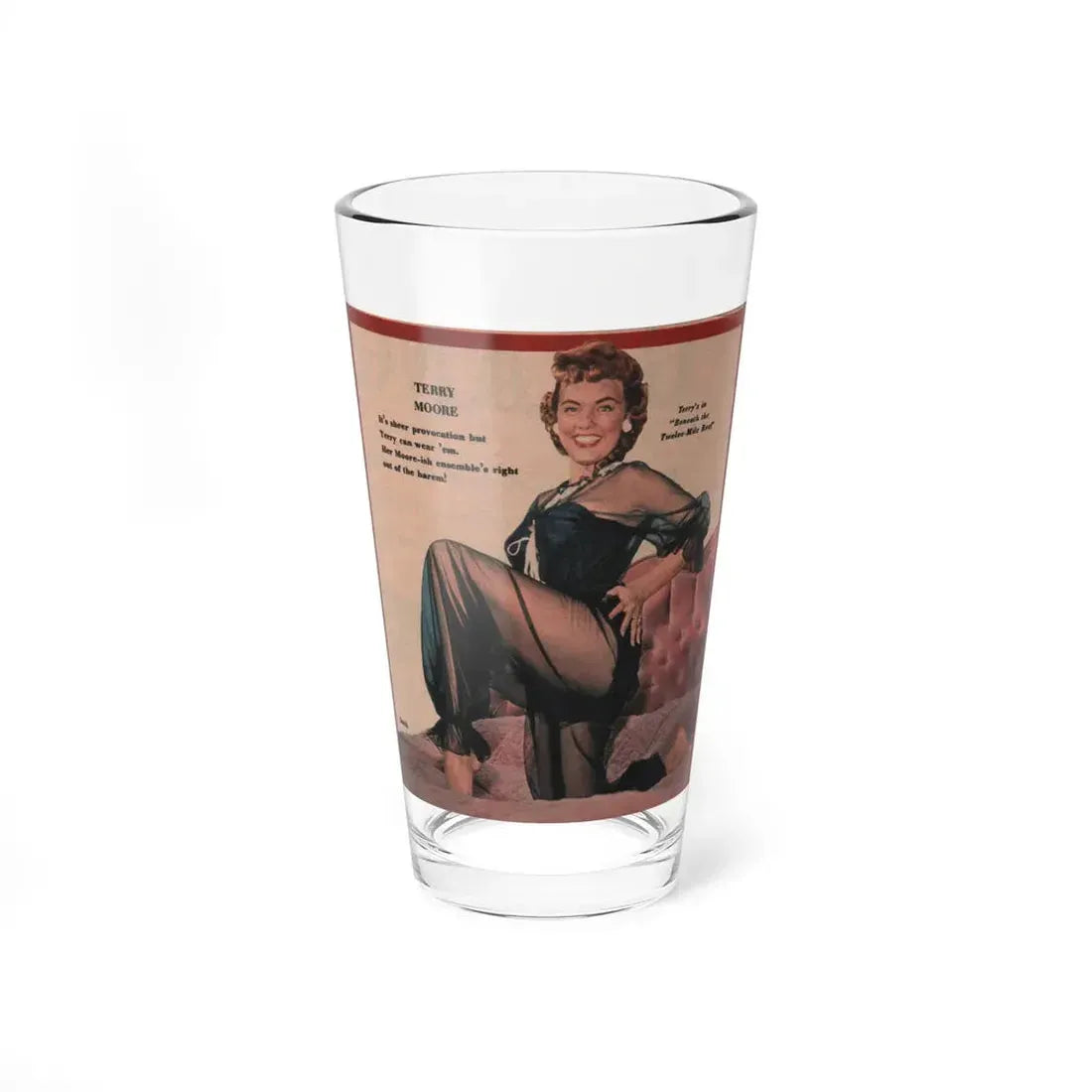 Terry Moore #590 - 4.5x4.5 Magazine Page Photo Clipping (Vintage Female Icon) Pint Glass 16oz 16oz - Go Mug Yourself