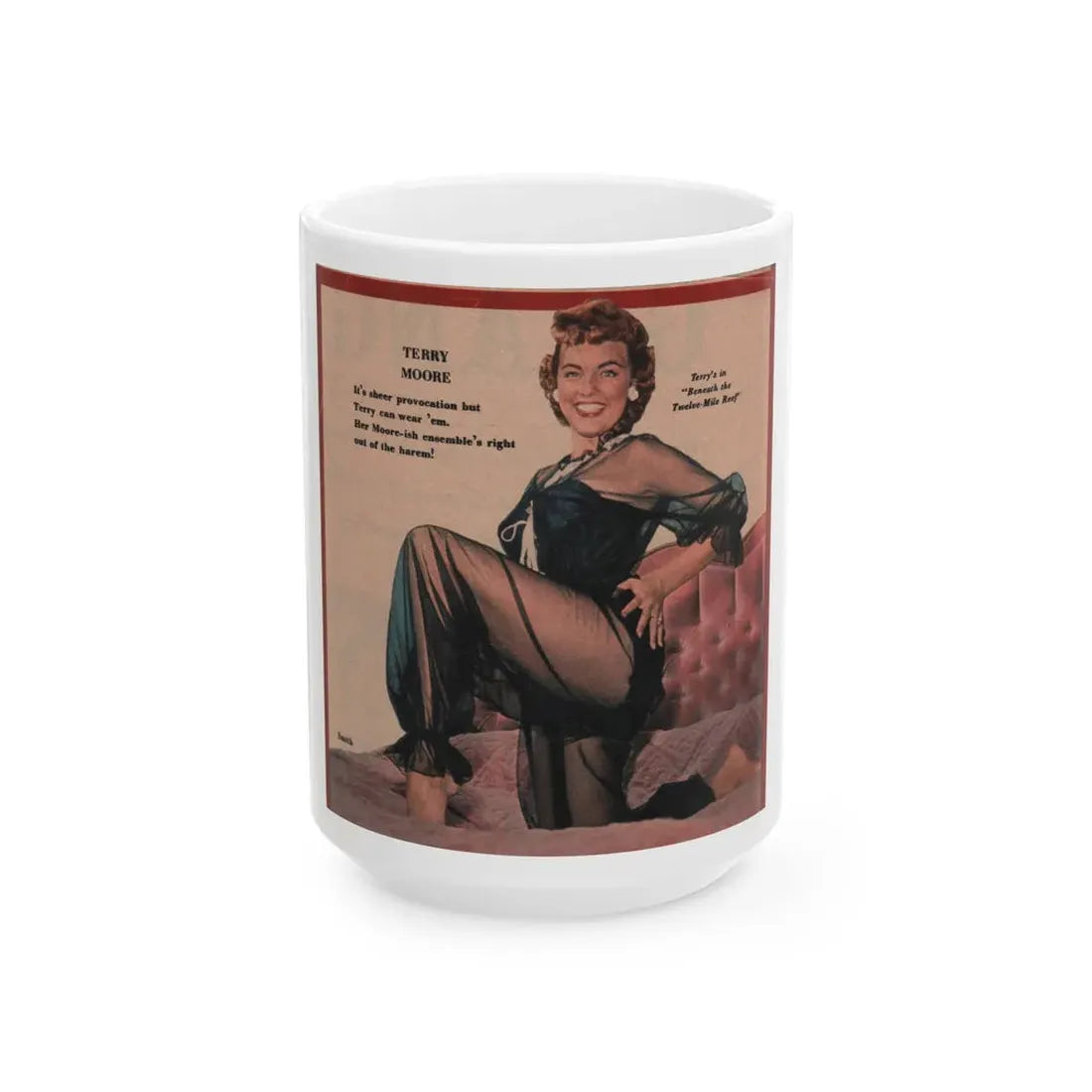 Terry Moore #590 - 4.5x4.5 Magazine Page Photo Clipping (Vintage Female Icon) White Coffee Mug 15oz - Go Mug Yourself