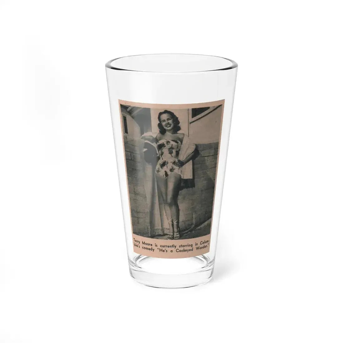 Terry Moore #594 - 2.25x3.5 Magazine Page Photo Clipping (Vintage Female Icon) Pint Glass 16oz 16oz - Go Mug Yourself