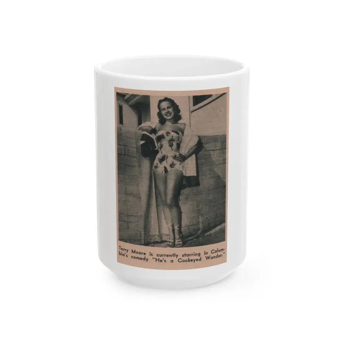 Terry Moore #594 - 2.25x3.5 Magazine Page Photo Clipping (Vintage Female Icon) White Coffee Mug 15oz - Go Mug Yourself