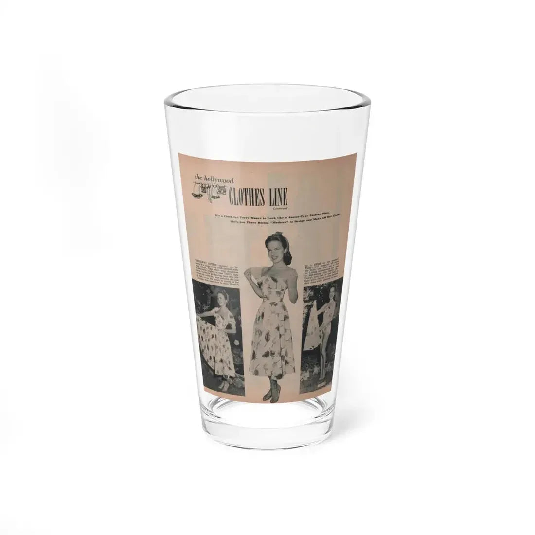 Terry Moore #634 - Magazine Page 3 B&W Photos & Captions (Vintage Female Icon) Pint Glass 16oz 16oz - Go Mug Yourself