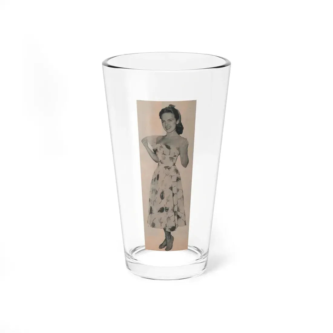 Terry Moore #636 - Magazine Page 1 Cropped B&W Photo (Vintage Female Icon) Pint Glass 16oz 16oz - Go Mug Yourself