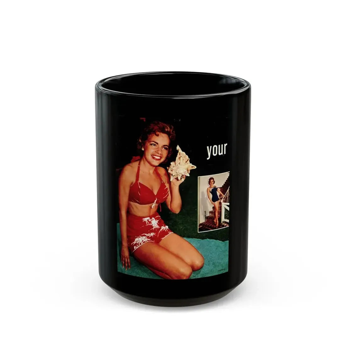 Terry Moore #640 - Magazine Page 2 Photos Circa 50's (Vintage Female Icon) Black Coffee Mug 15oz - Go Mug Yourself