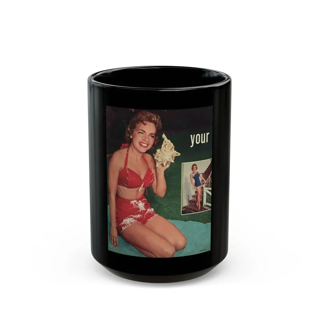 Terry Moore #640 - Magazine Page 2 Photos Circa 50's1 (Vintage Female Icon) Black Coffee Mug 15oz - Go Mug Yourself