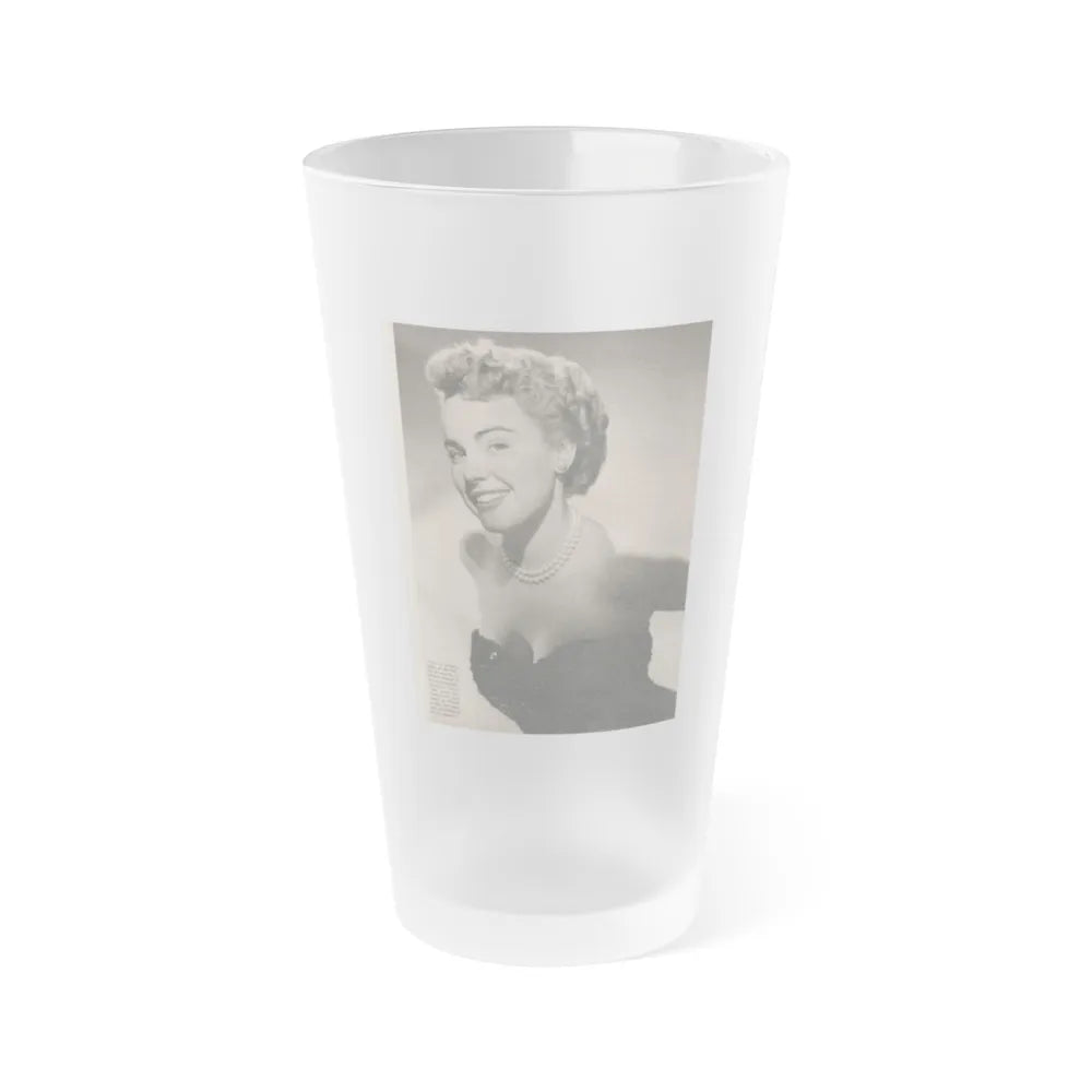 Terry Moore #649 - 8x10.5 1 B&W Magazine Glamour Portrait Photo Circa 1953 (Vintage Female Icon) Frosted Pint Glass 16oz-16oz-Frosted-Go Mug Yourself