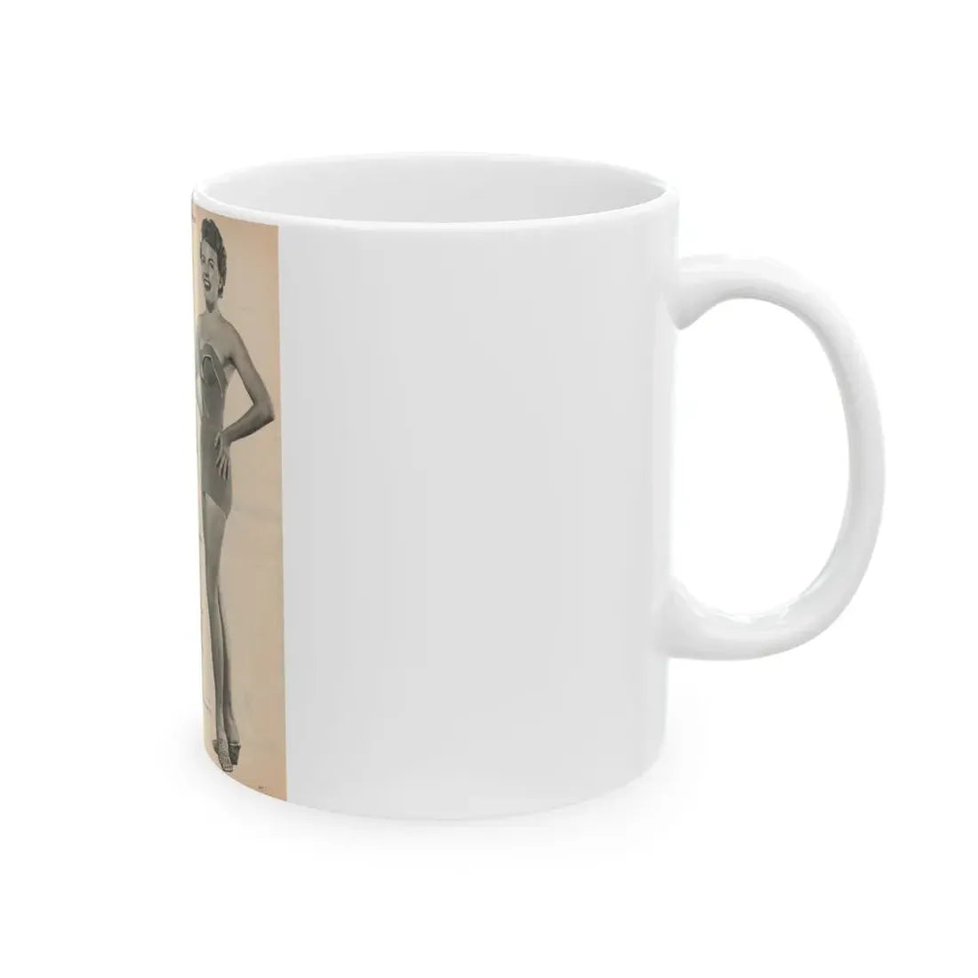 Terry Moore #650 - 8x10.5 Magazine Pin-Up Page with, 1 B&W Small Left Photo & Right large B&W Photo (Vintage Female Icon) White Coffee Mug - Go Mug Yourself
