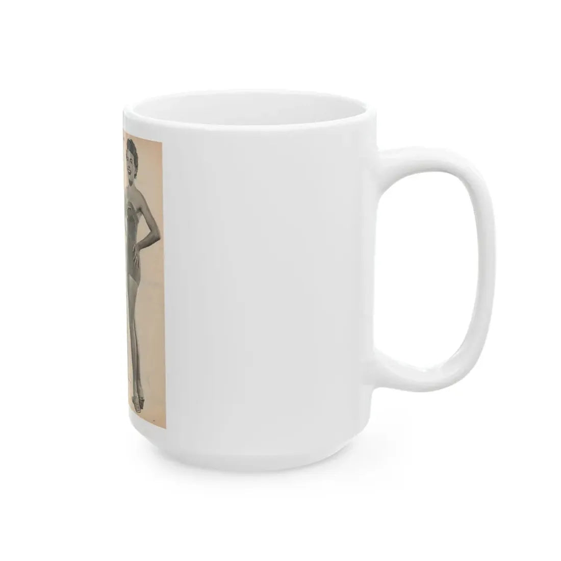 Terry Moore #650 - 8x10.5 Magazine Pin-Up Page with, 1 B&W Small Left Photo & Right large B&W Photo (Vintage Female Icon) White Coffee Mug - Go Mug Yourself