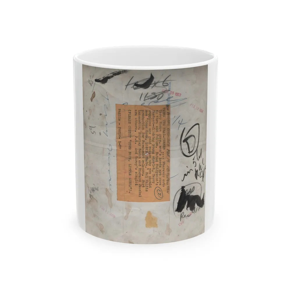 Terry Moore #702 - 1-Piece B&W Full Body Barefoot Swimsuit Cheesecake Vintage Photo from 12-28-531 (Vintage Female Icon) White Coffee Mug-11oz-Go Mug Yourself