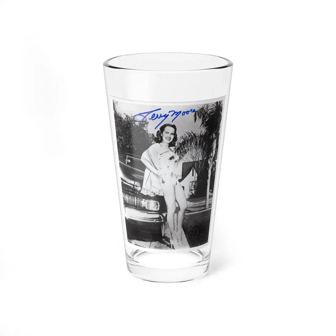 Terry Moore #703 - 8x10 1-Piece Swimsuit B&W Cheesecake Vintage Pin-Up Photo from Early 50's Autographed (Vintage Female Icon) Pint Glass 16oz 16oz - Go Mug Yourself