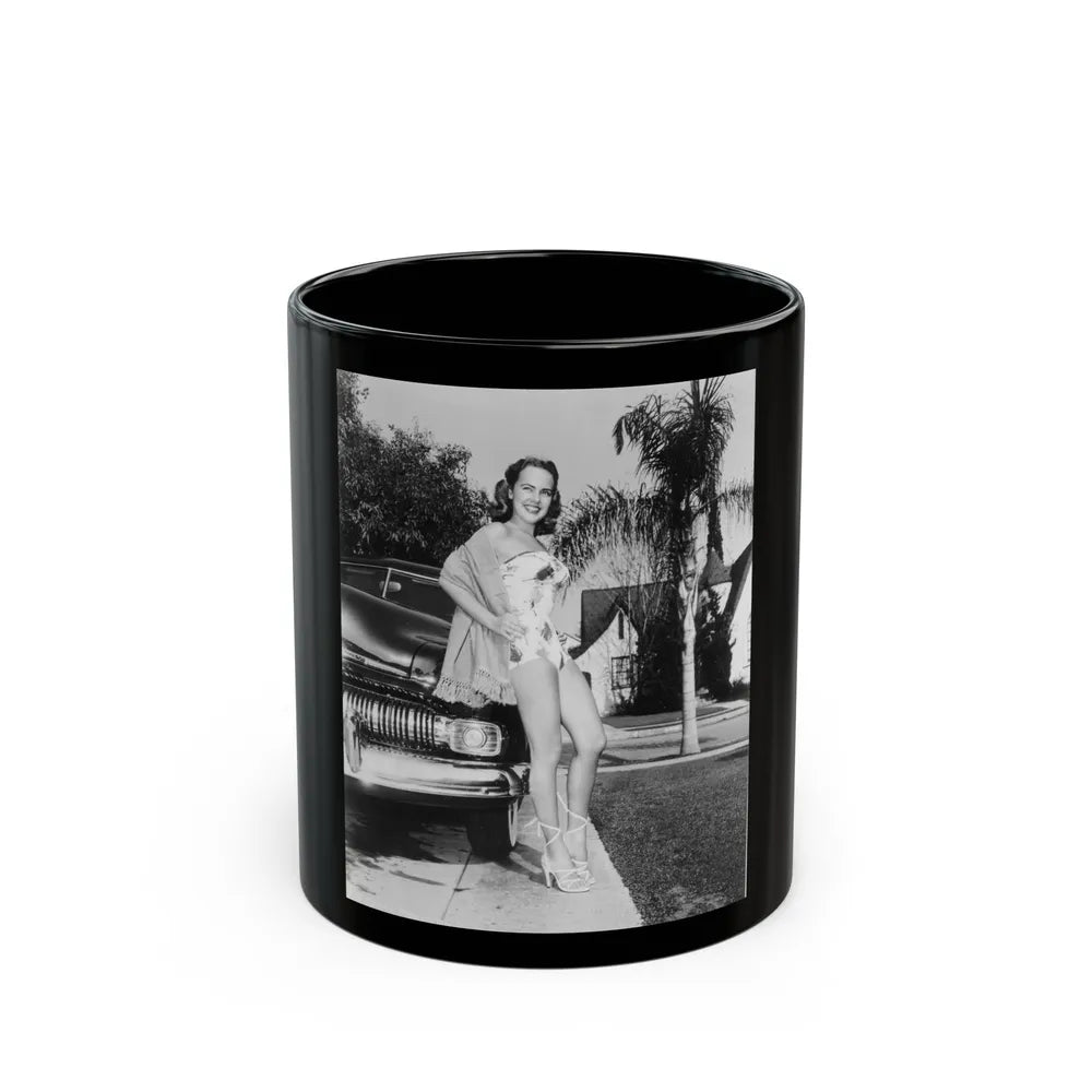 Terry Moore #703 - 8x10 1-Piece Swimsuit B&W Cheesecake Vintage Pin-Up Photo from Early 50's (Vintage Female Icon) Black Coffee Mug-11oz-Go Mug Yourself