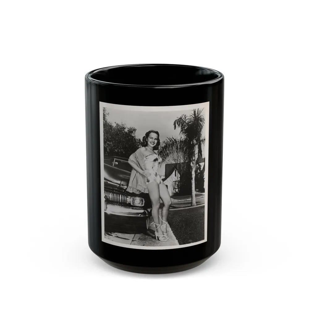 Terry Moore #703 - 8x10 1-Piece Swimsuit B&W Cheesecake Vintage Pin-Up Photo from Early 50's1 (Vintage Female Icon) Black Coffee Mug-15oz-Go Mug Yourself