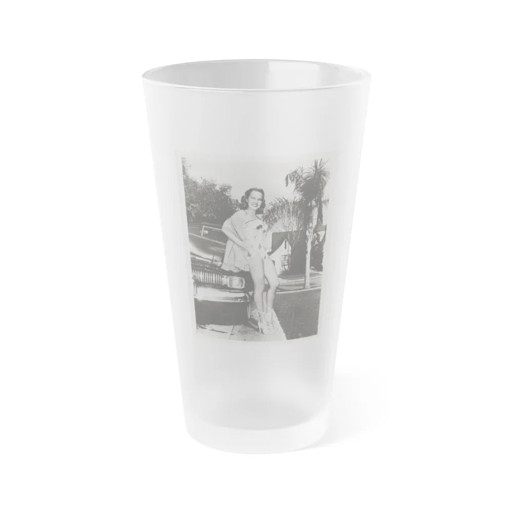 Terry Moore #703 - 8x10 1-Piece Swimsuit B&W Cheesecake Vintage Pin-Up Photo from Early 50's1 (Vintage Female Icon) Frosted Pint Glass 16oz-16oz-Frosted-Go Mug Yourself
