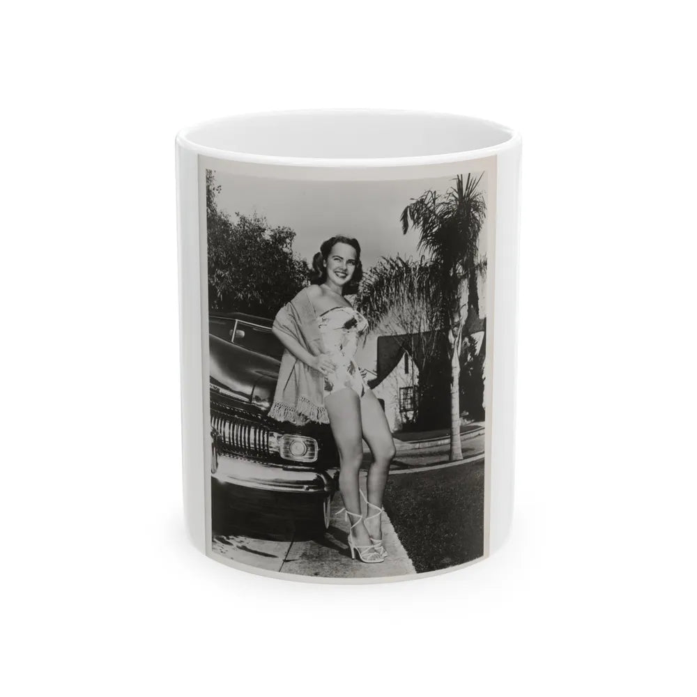 Terry Moore #703 - 8x10 1-Piece Swimsuit B&W Cheesecake Vintage Pin-Up Photo from Early 50's1 (Vintage Female Icon) White Coffee Mug-11oz-Go Mug Yourself