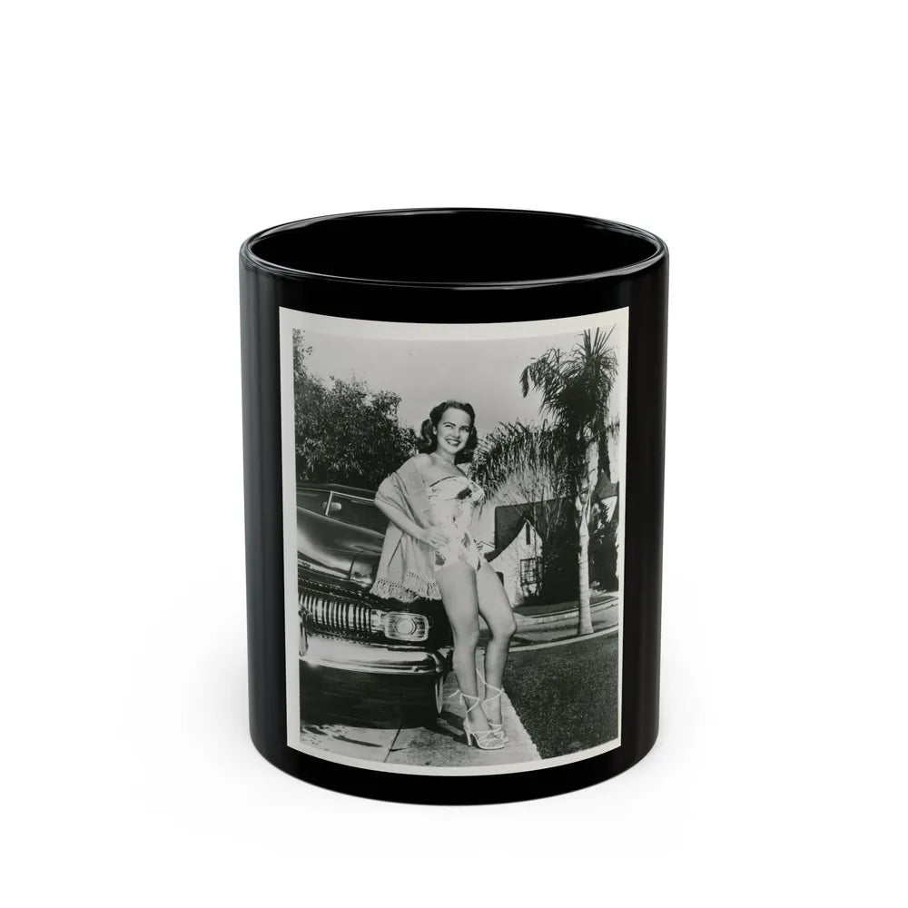 Terry Moore #703 - 8x10 1-Piece Swimsuit B&W Cheesecake Vintage Pin-Up Photo (Vintage Female Icon) Black Coffee Mug-11oz-Go Mug Yourself
