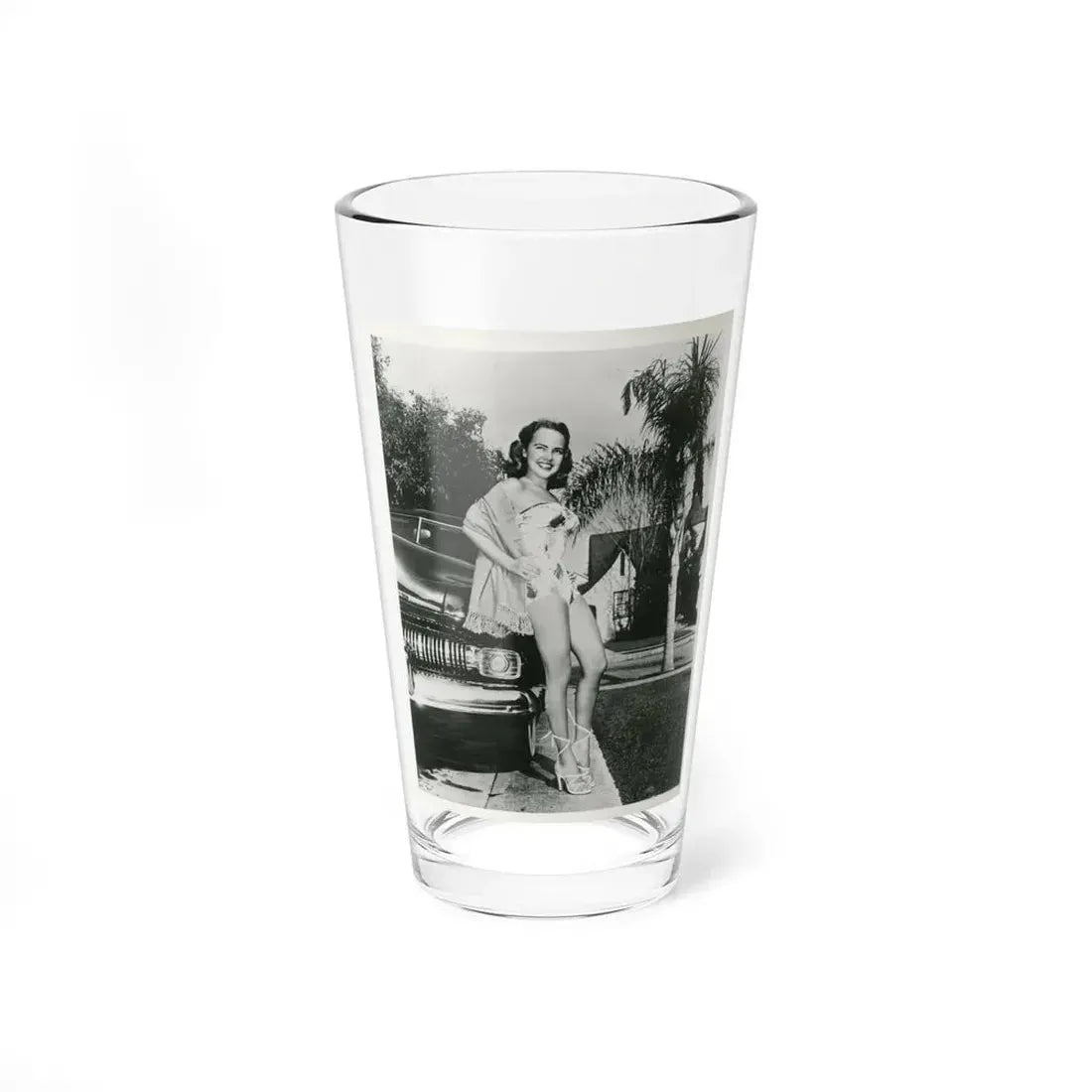 Terry Moore #703 - 8x10 1-Piece Swimsuit B&W Cheesecake Vintage Pin-Up Photo (Vintage Female Icon) Pint Glass 16oz 16oz - Go Mug Yourself