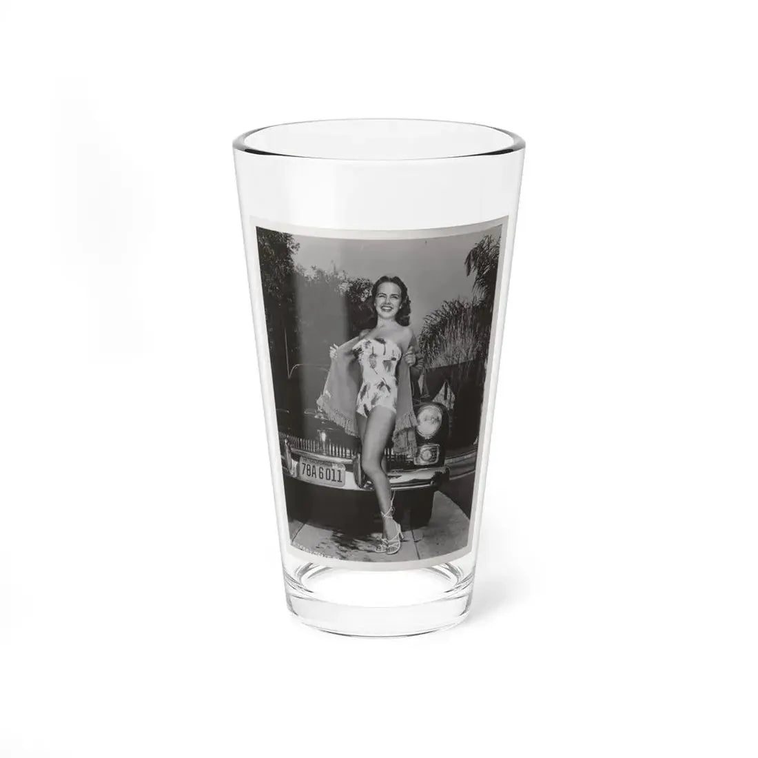 Terry Moore #704 - 8x10 1-Piece Swimsuit B&W Cheesecake Vintage Pin-Up Photo from Early 50's (Vintage Female Icon) Pint Glass 16oz 16oz - Go Mug Yourself
