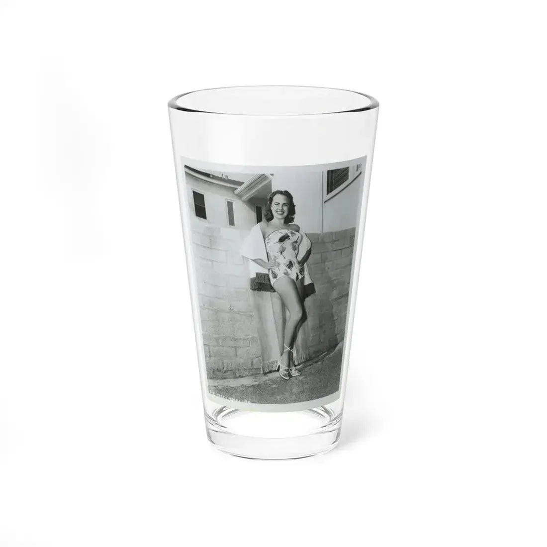 Terry Moore #706 - 8x10 1-Piece Swimsuit B&W Cheesecake Vintage Pin-Up Photo (Vintage Female Icon) Pint Glass 16oz 16oz - Go Mug Yourself